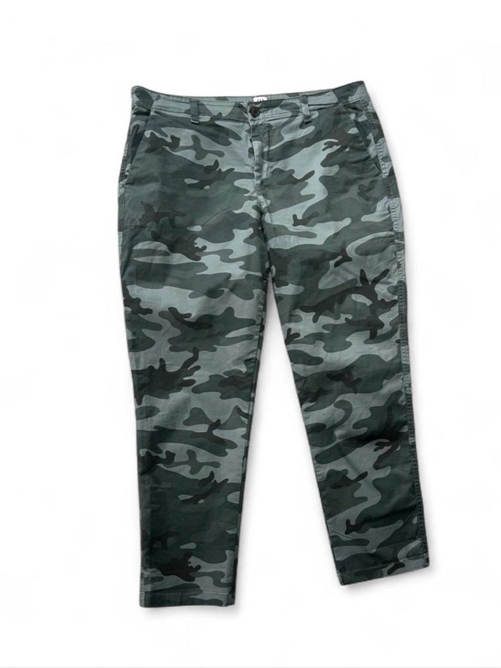 GAP Gray Camo Stretch Twill Chino Pants Skinny Slim Fit Pockets 27" Inseam